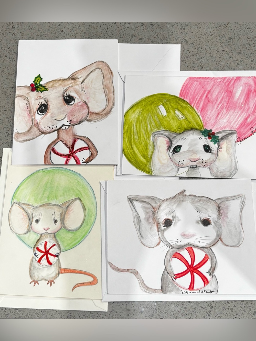 Holiday Mouse Handmade Cards by Momma Meatball 🫶🏼